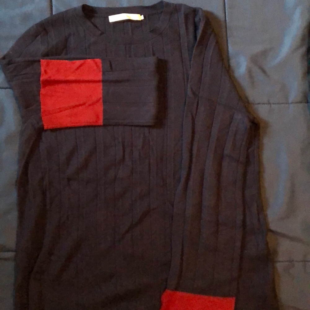 Harper Lane Navy Blue with Red Cuffs Sweater
